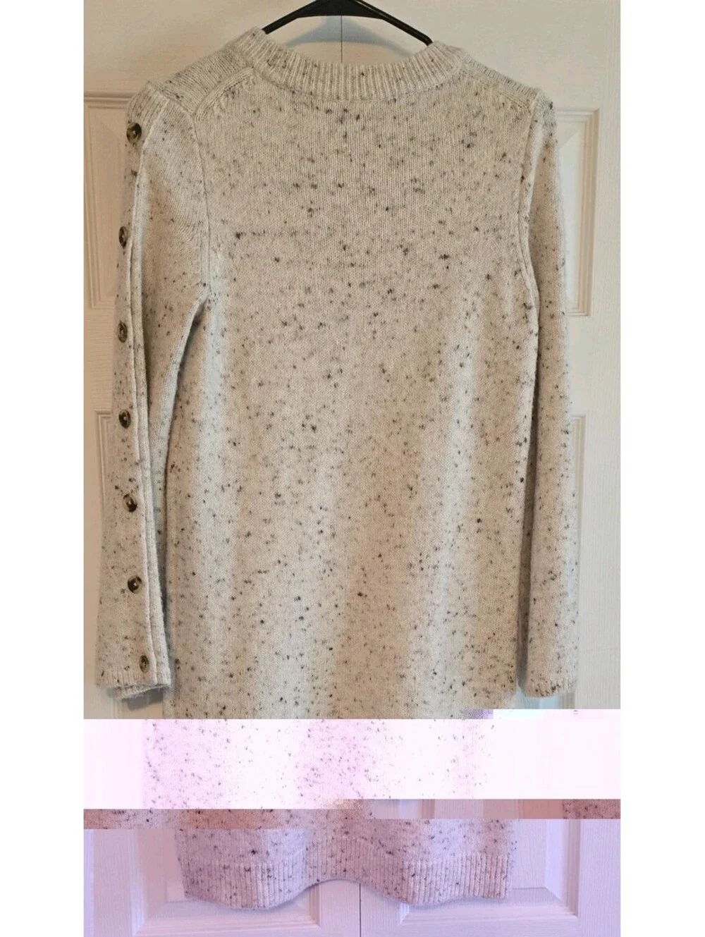 Madewell Knit Sweater Dress Oatmeal Sz S wool Blend donegal button sleeve